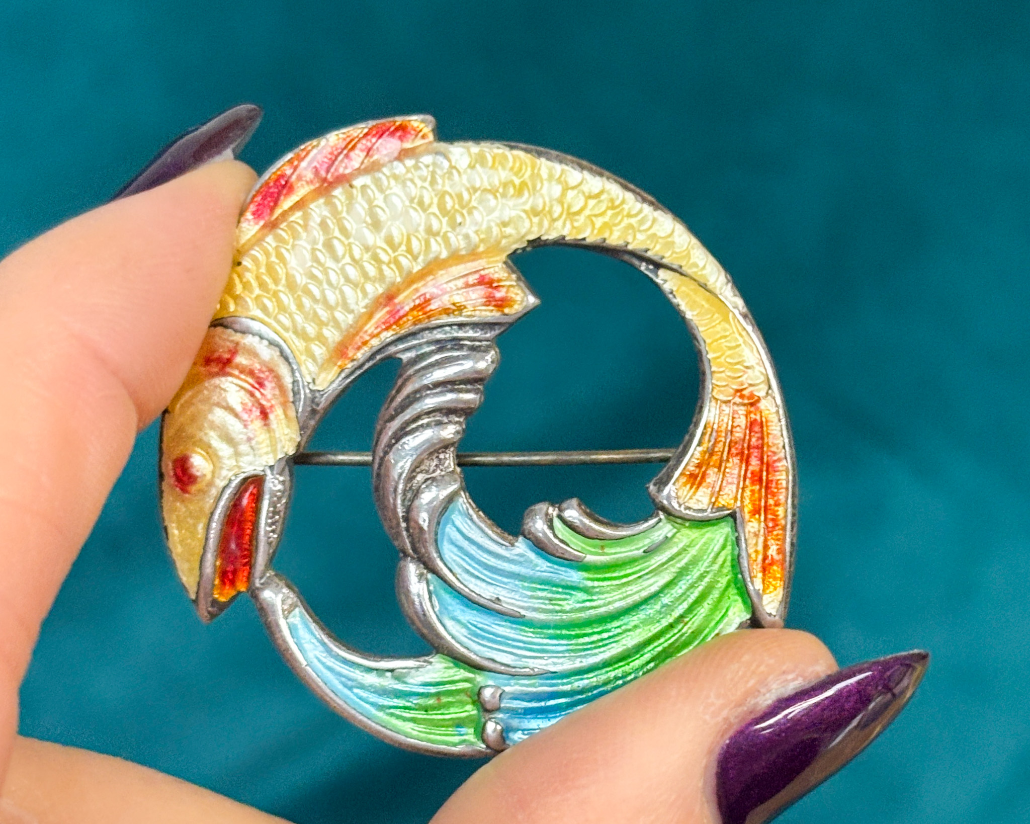 enamel fish brooch