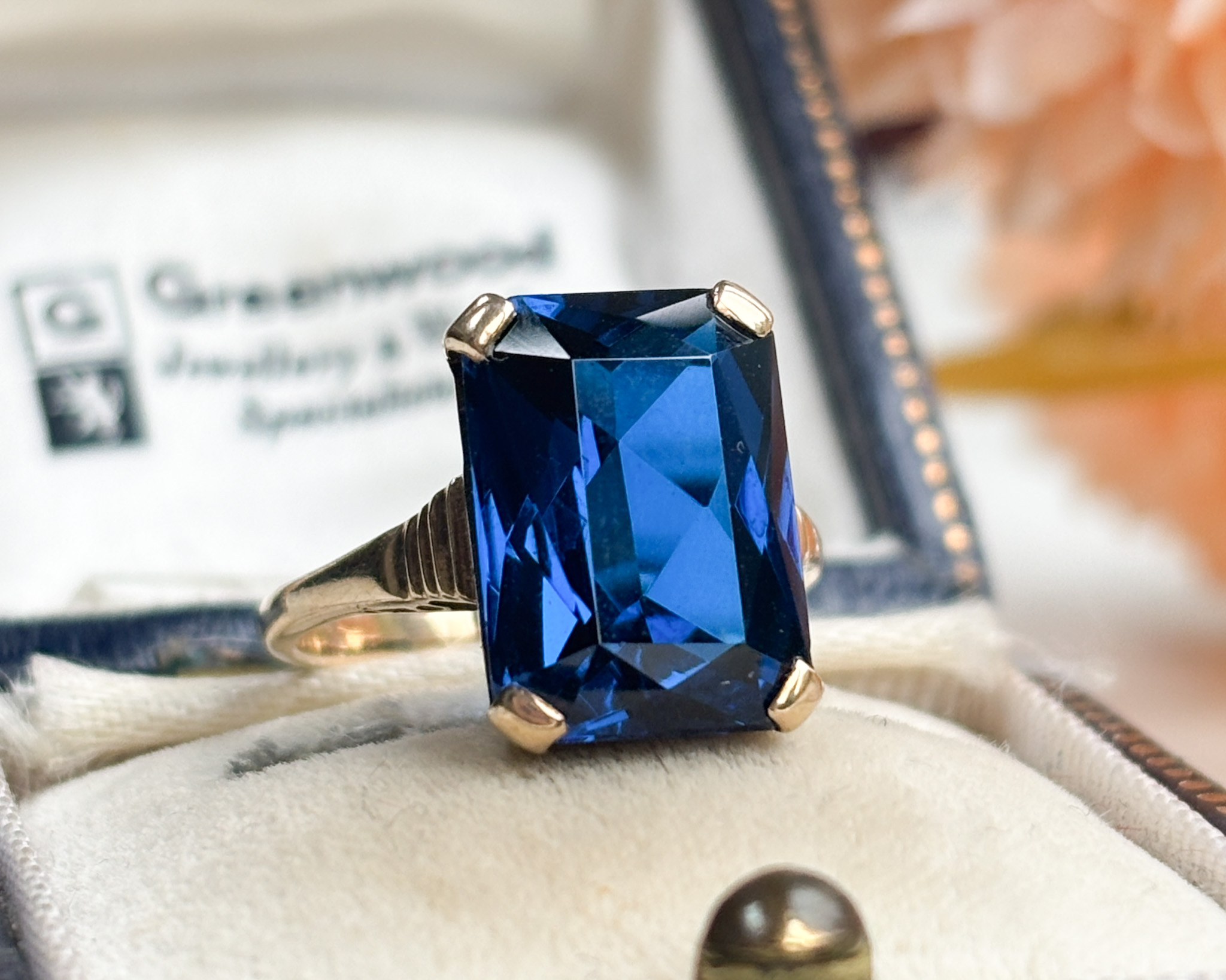 vintage blue stone statement ring