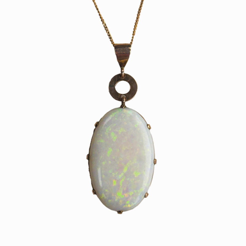 antique Art Deco opal necklace in 9ct yellow gold