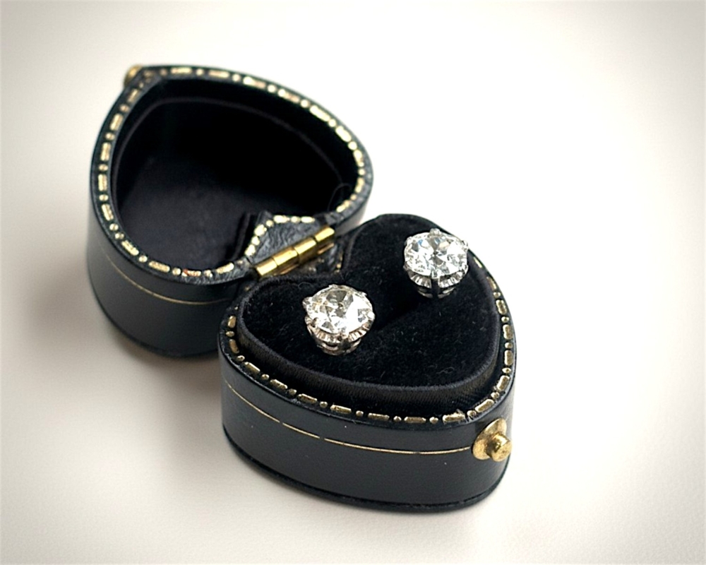 diamond studs 2ct antique 2ct old cut diamond studs for sale in Leeds