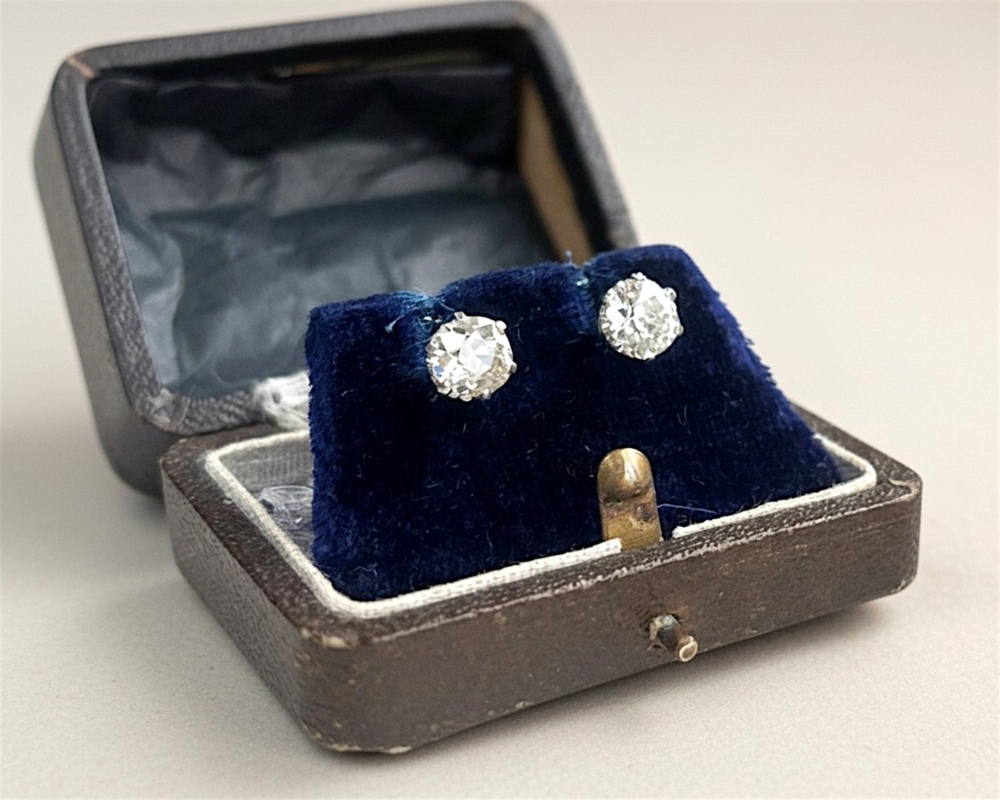 antique 2ct old cut diamond studs for sale in Leeds