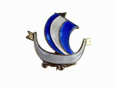 aksel holmsen viking ship brooch in silver and enamel for sale in leeds
