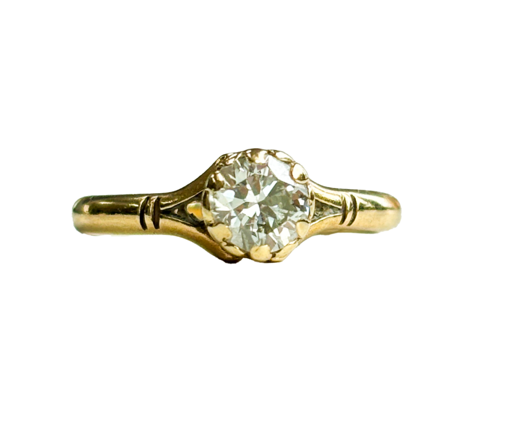 vintage diamond solitaire in 9ct yellow gold for sale in Leeds,