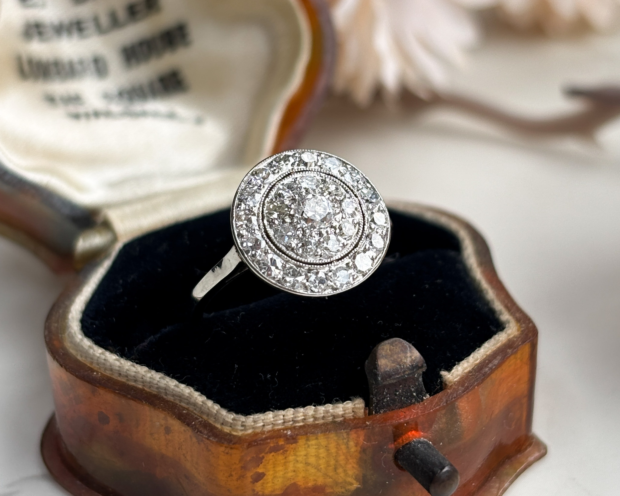 art deco circular diamond ring