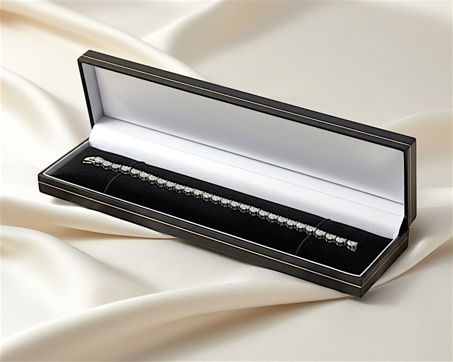 diamond bracelet in box on silk