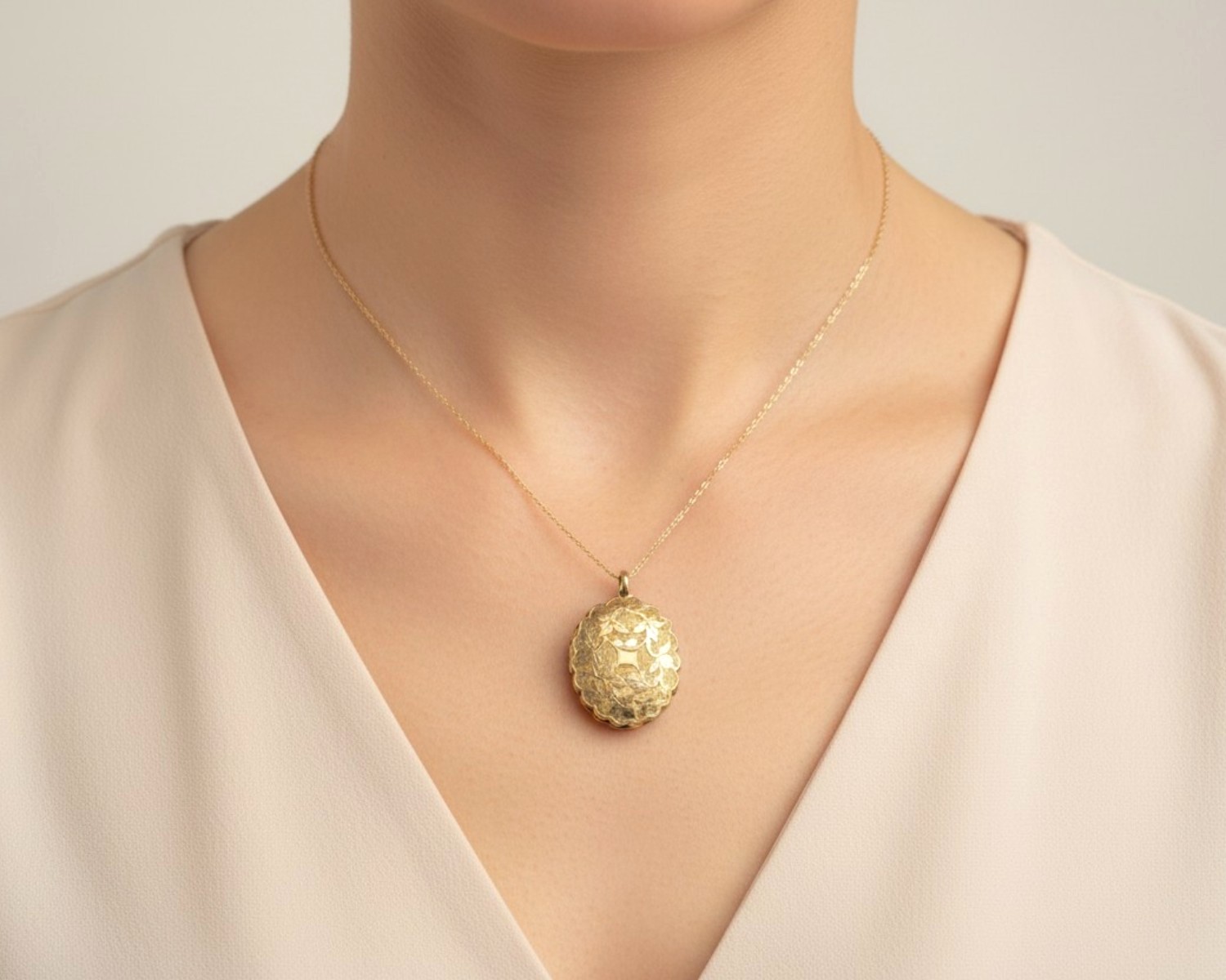 family locket on neck