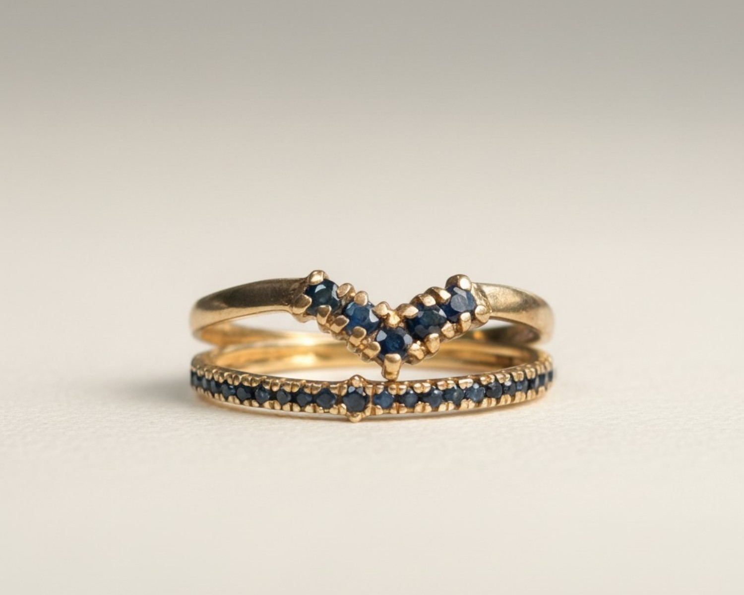 vintage sapphire stacking set in 9ct yellow gold for sale in Leeds