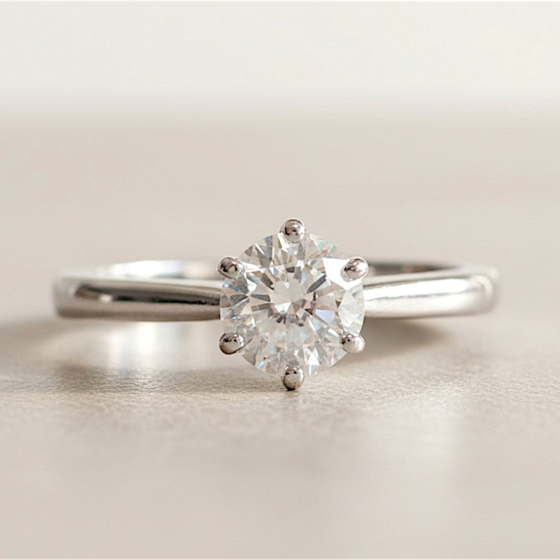 vintage diamond solitaire ring with 0.56ct VS1 clarity and D colour in platinum for sale in Leeds, UK