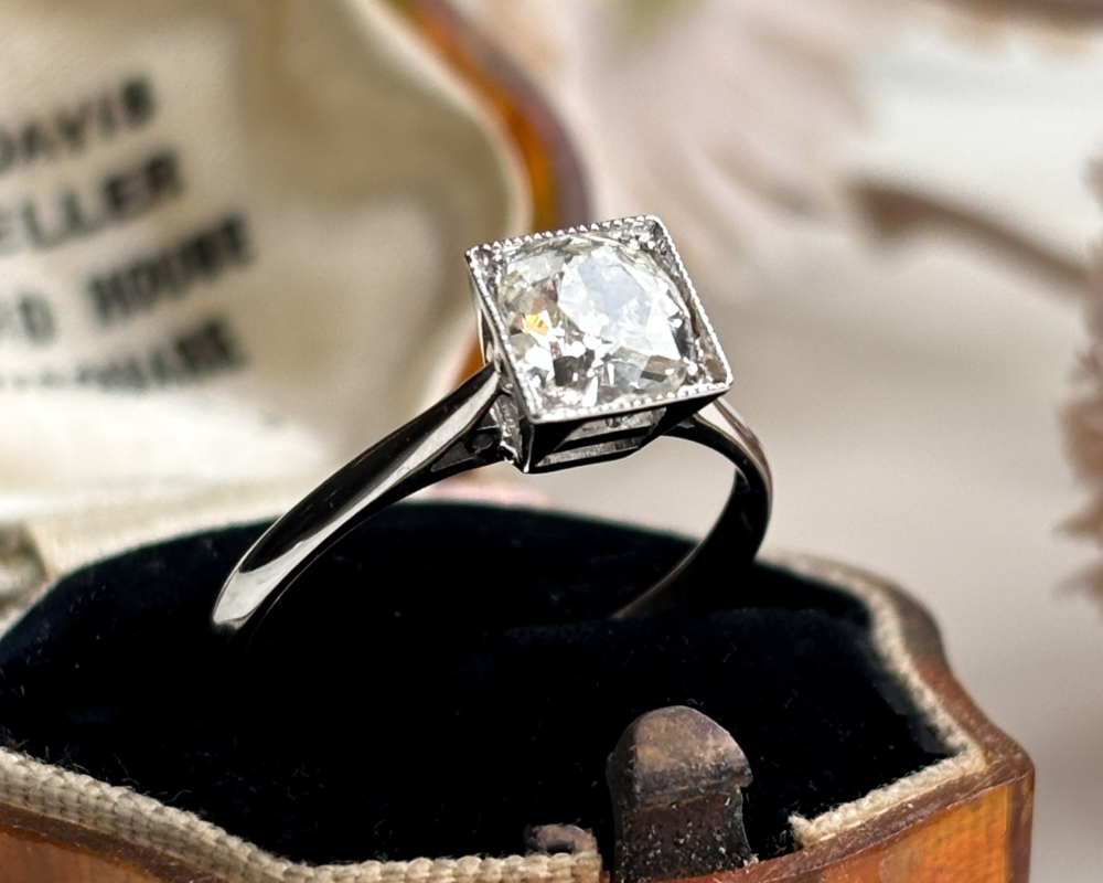 antique Art Deco old cut diamond solitaire ring 0.95ct for sale in Leeds