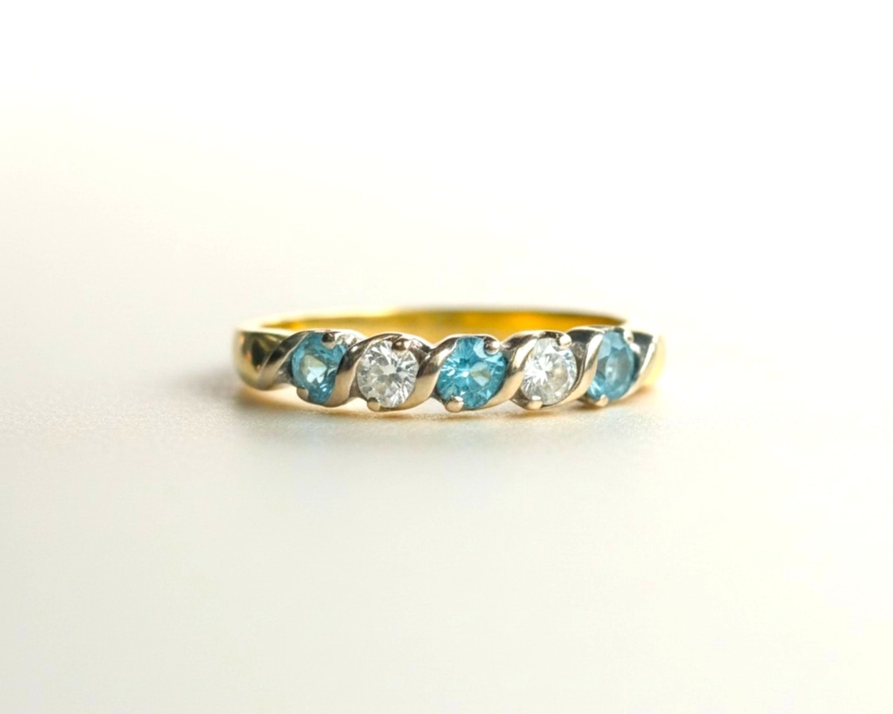 vintage 18ct gold blue topaz and diamond ring for sale in leeds