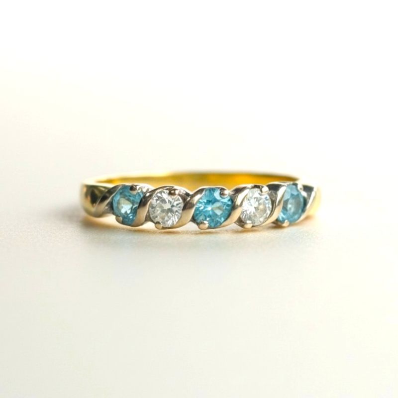 vintage 18ct gold blue topaz and diamond ring for sale in leeds