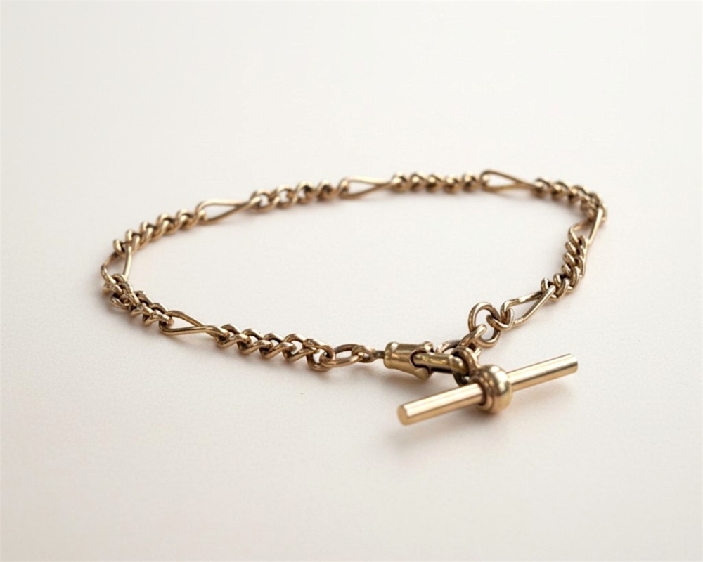 vintage 9ct rose gold bracelet with t bar bracelet