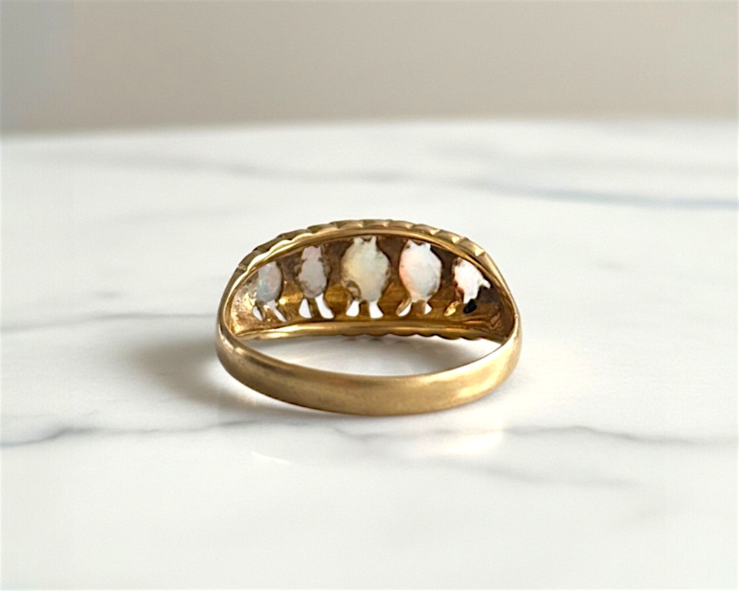 Edwardian opal ring back view