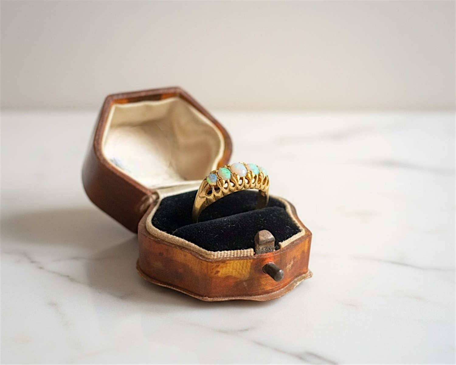 Edwardian opal ring in box