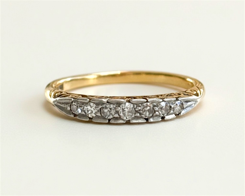 Victorian diamond half hoop ring in 18ct yellow gold for sale in Leeds, UK