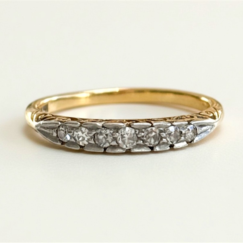 Victorian diamond half hoop ring in 18ct yellow gold for sale in Leeds, UK