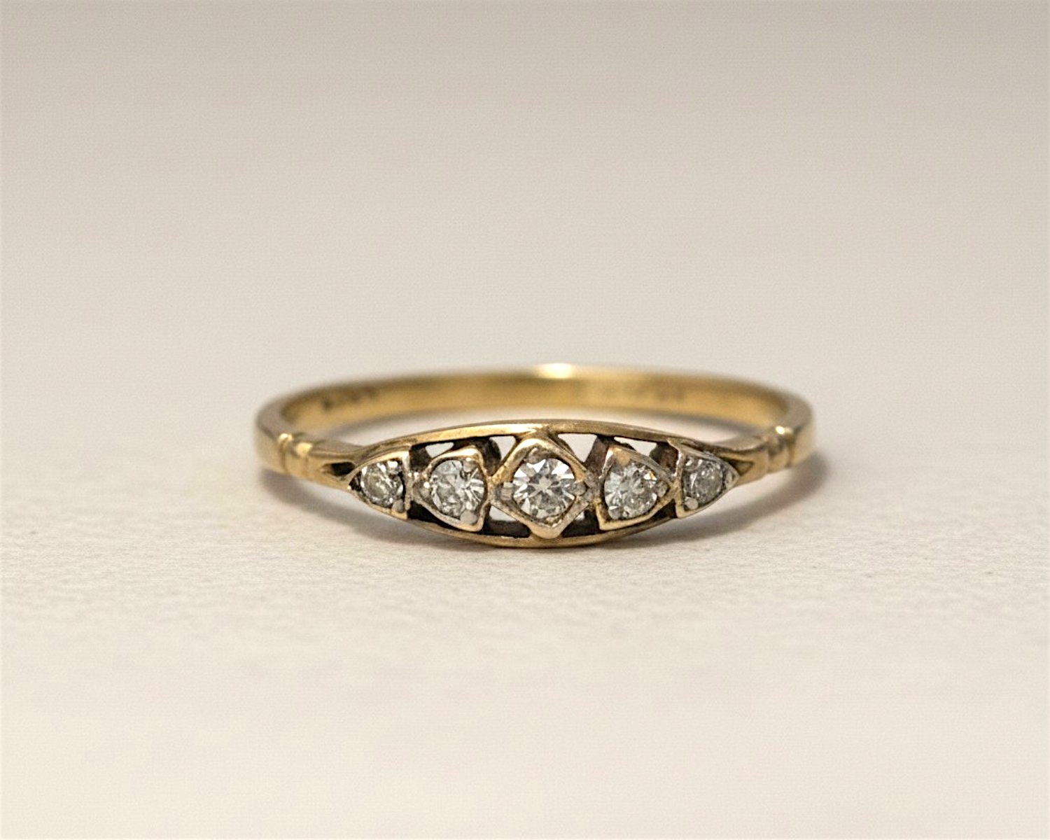 art deco five stone ring