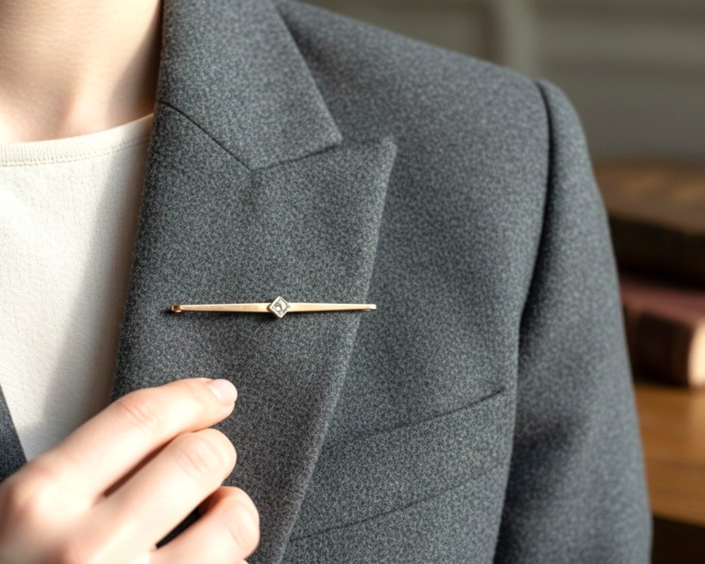 antique diamond bar brooch on lapel for sale in leeds