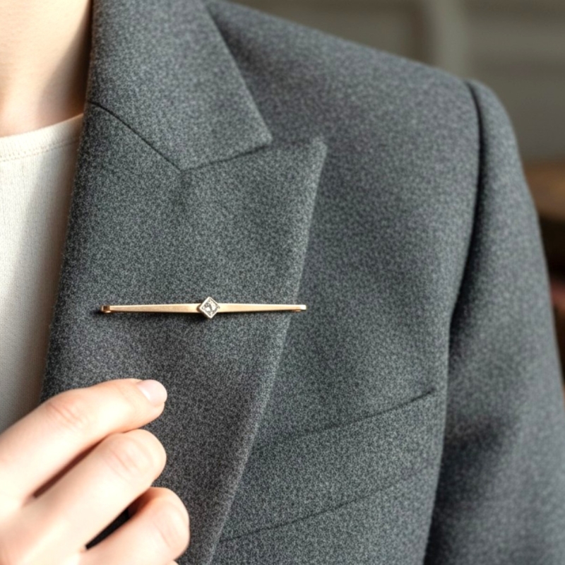 antique diamond bar brooch on lapel for sale in leeds