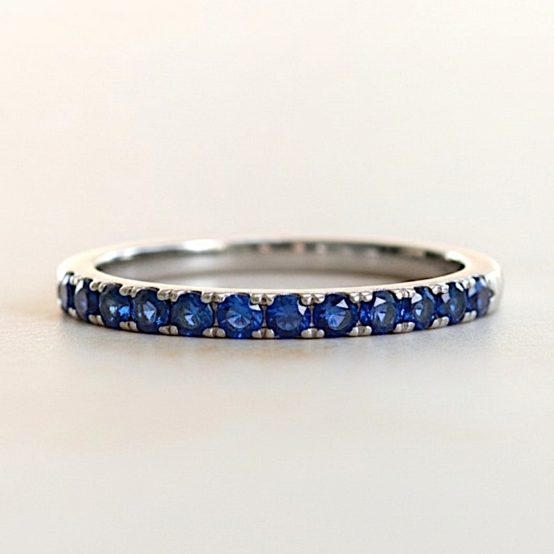 modern sapphire stacking ring in 9ct white gold for sale in Leeds UK