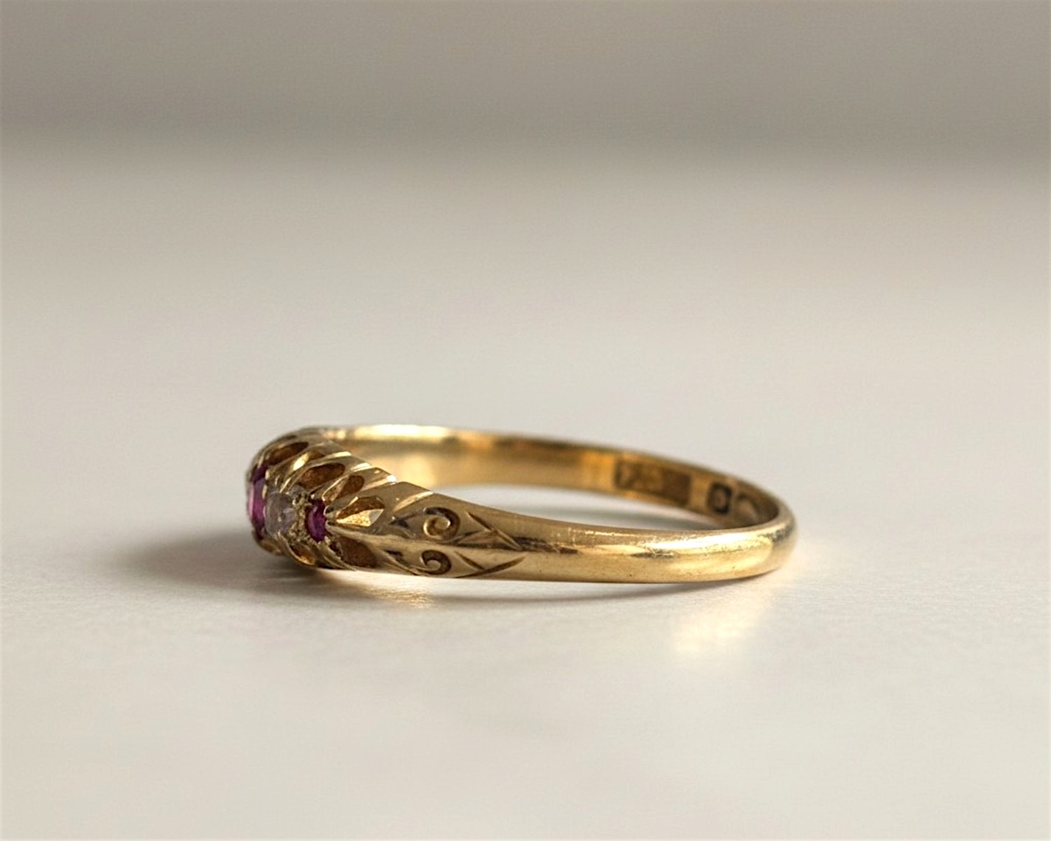 side profile Victorian ruby ring