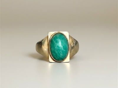 Antique Georg Jensen silver and turquoise ring circa 1920s for sale in Leeds, UK