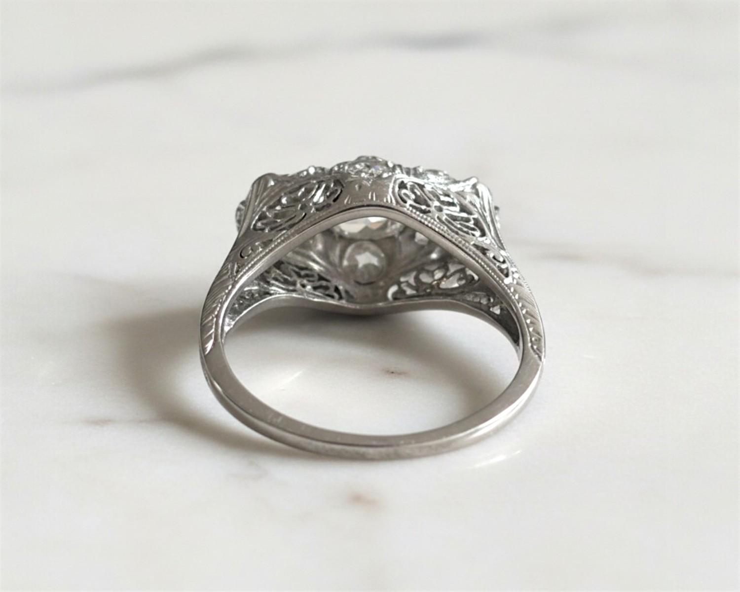 three stone ring back view