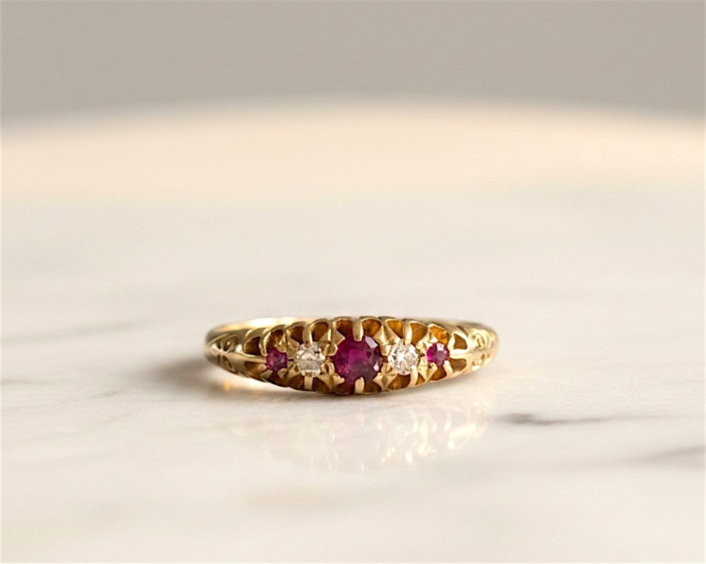 antique Victorian ruby and diamond ring for sale in Leeds, Uk