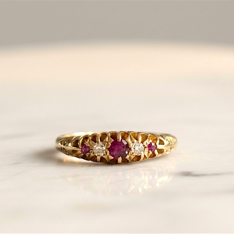 antique Victorian ruby and diamond ring for sale in Leeds, Uk