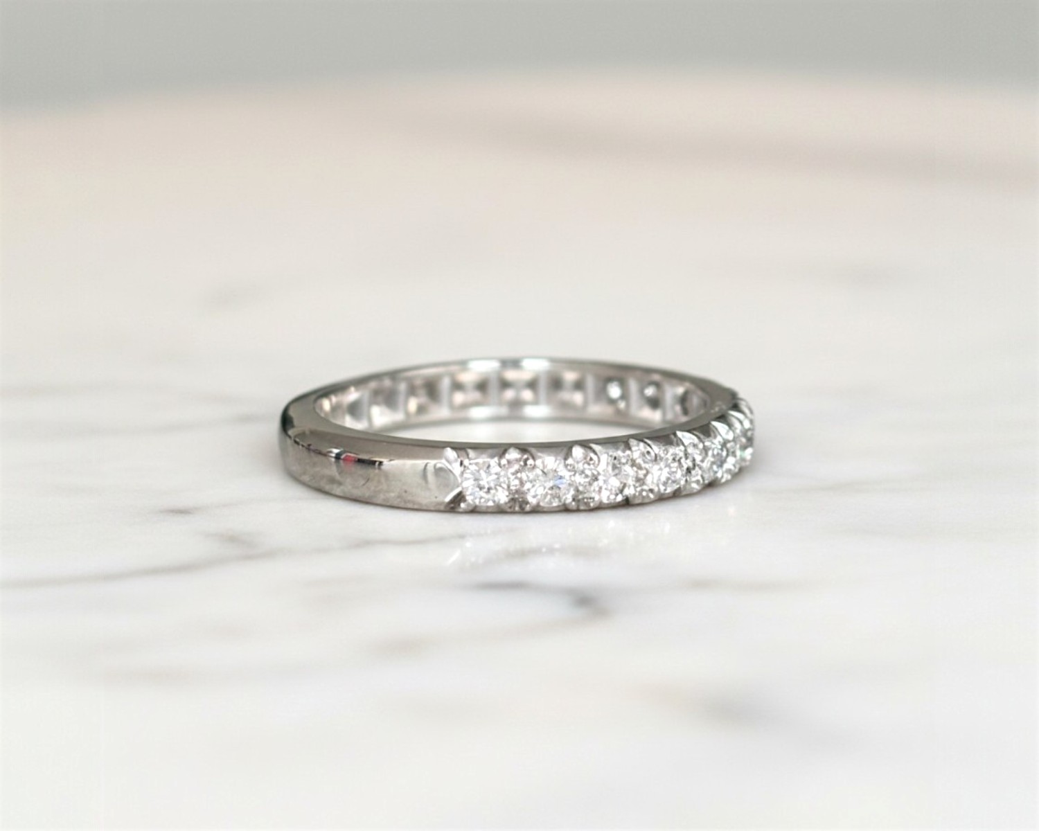 white gold eternity ring side profile