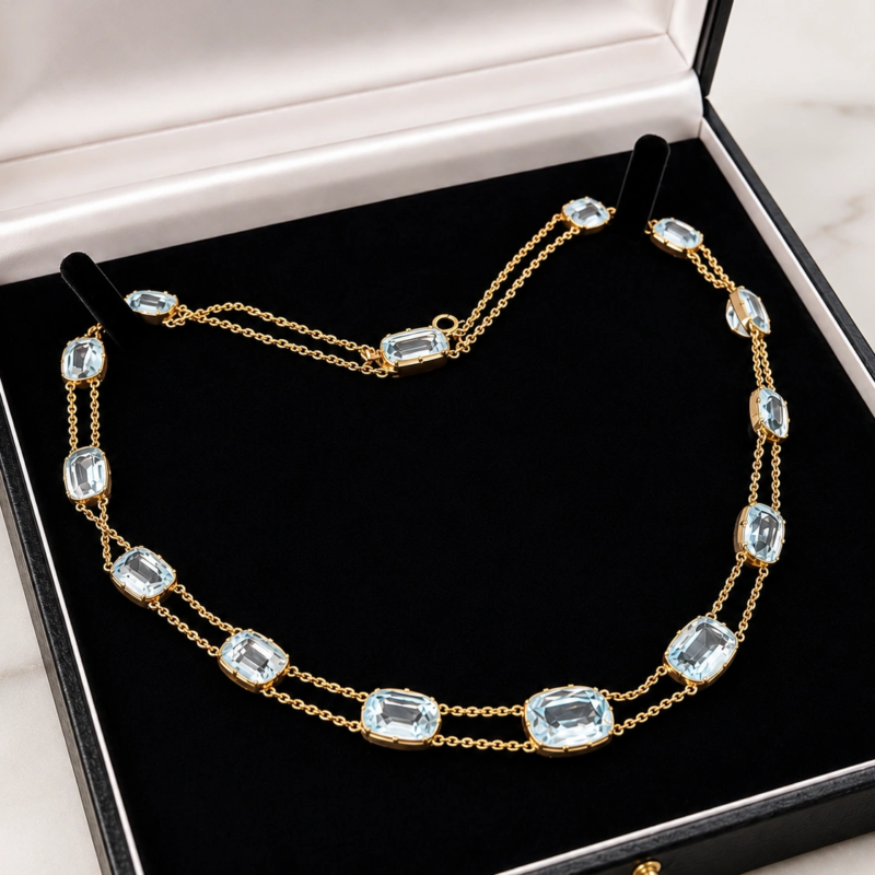 antique Victorian aquamarine necklace for sale in Leeds