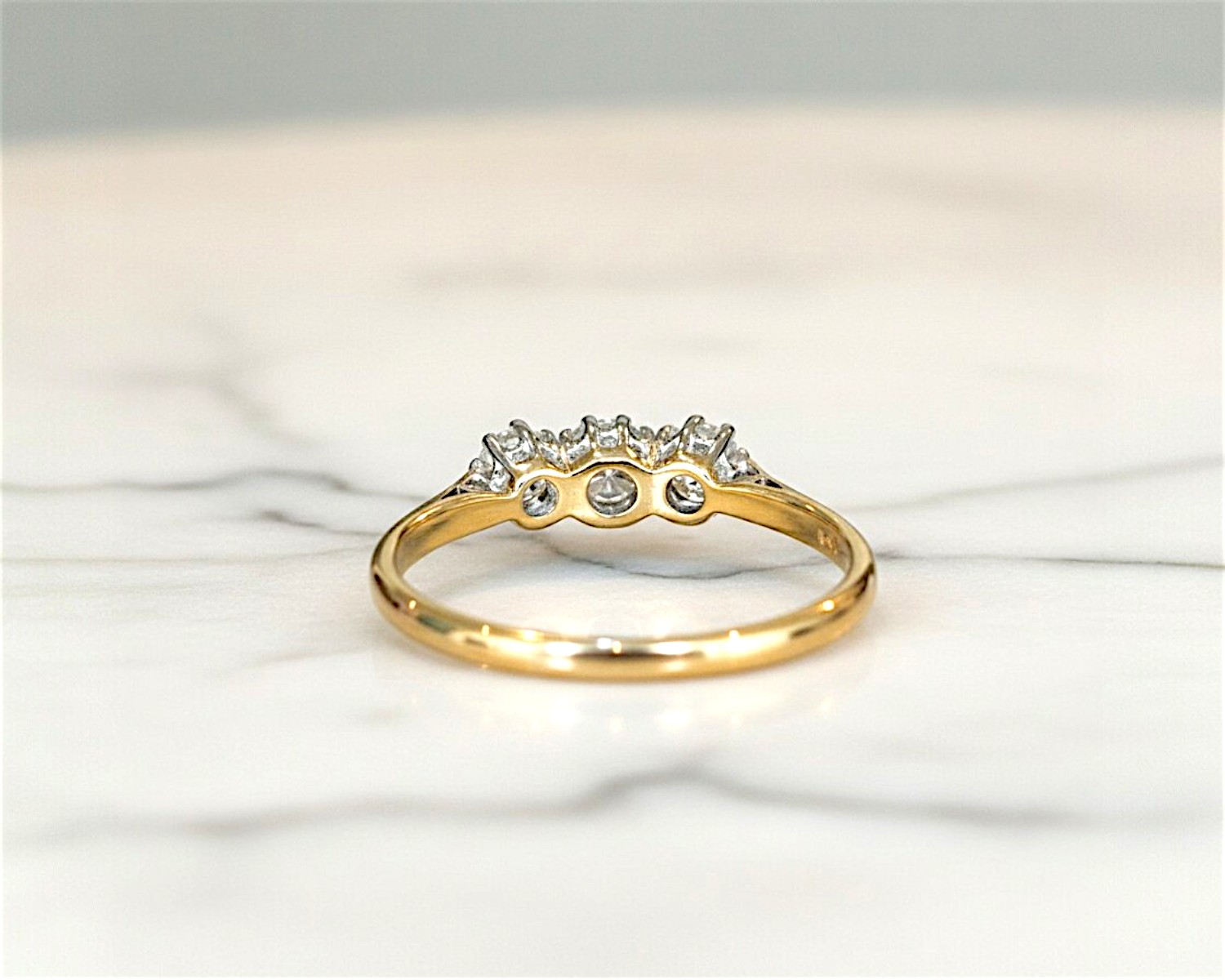 antique three stone ring rear view