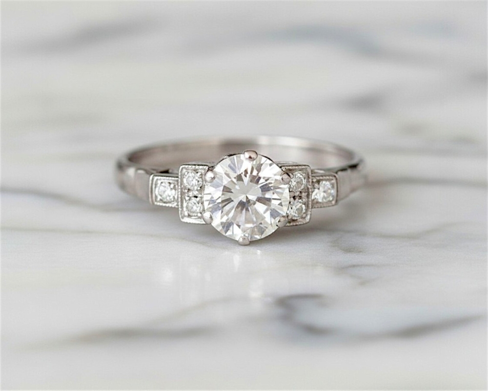 Art Deco platinum diamond solitaire ring 0.75ct for sale in Leeds, UK
