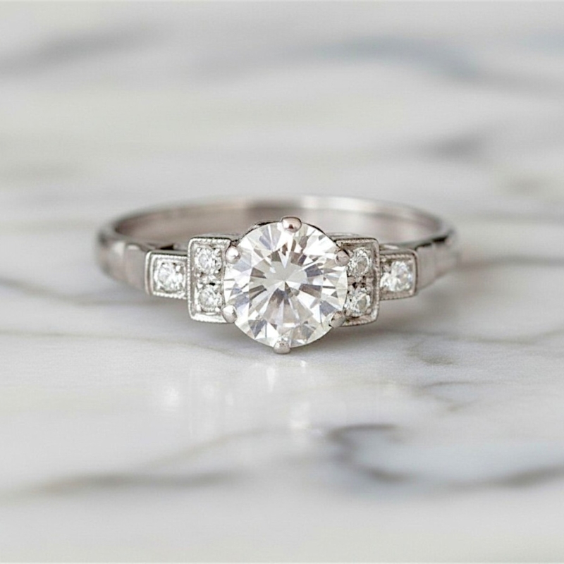Art Deco platinum diamond solitaire ring 0.75ct for sale in Leeds, UK