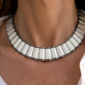 Norwegian Art deco silver and enamel choker on model