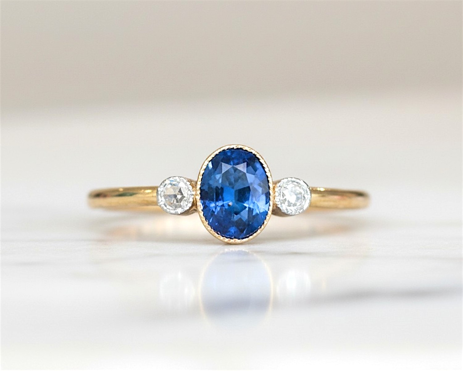 sapphire bezel set ring