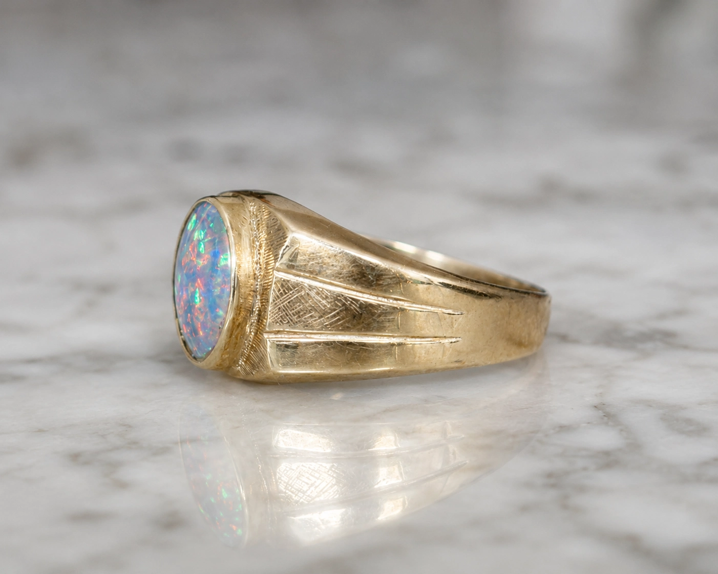 side opal signet ring