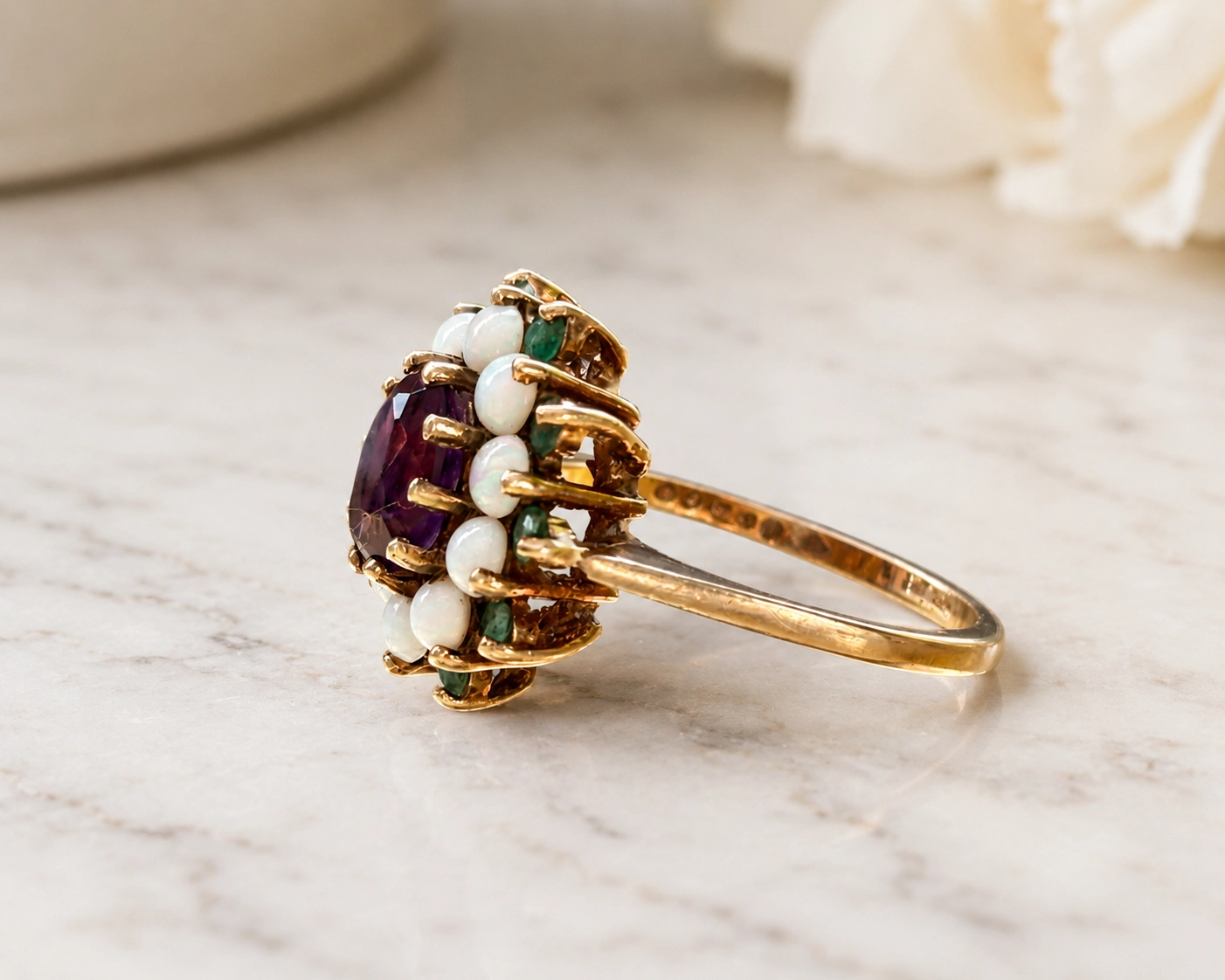 side profile amethyst cluster ring
