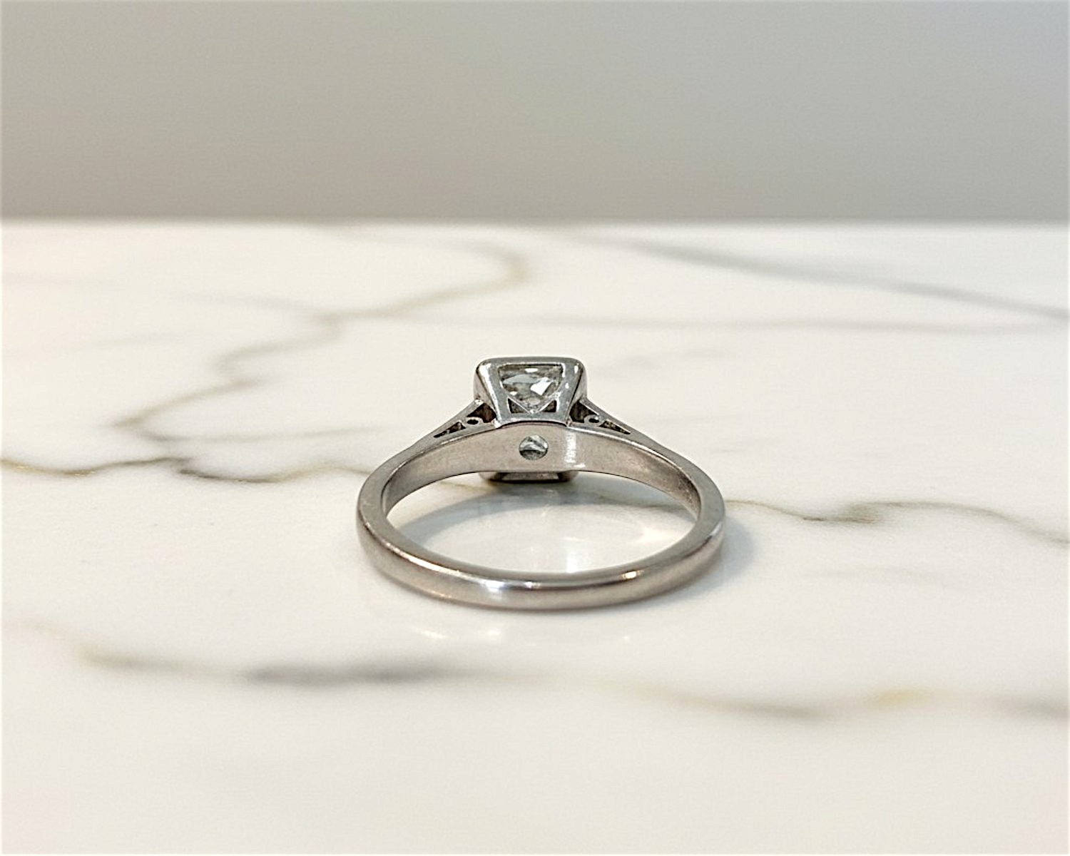 square set diamond ring rear view