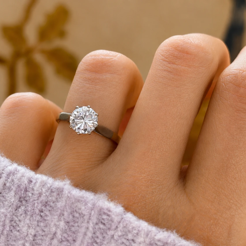 antique Art Deco 1.5ct diamond solitaire for sale in Leeds on model