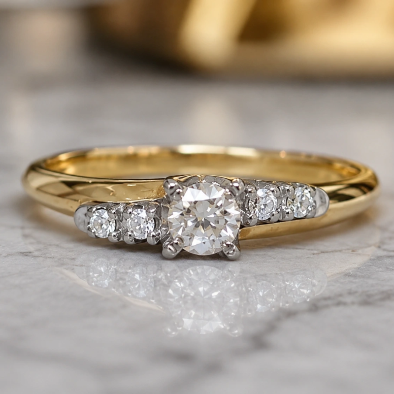 antique 1930s diamond ring with diamond shoulders