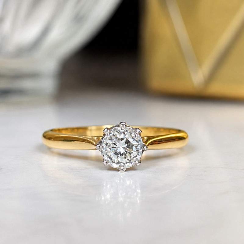 antique 1930s diamond solitaire with approx 10 points of a carat.