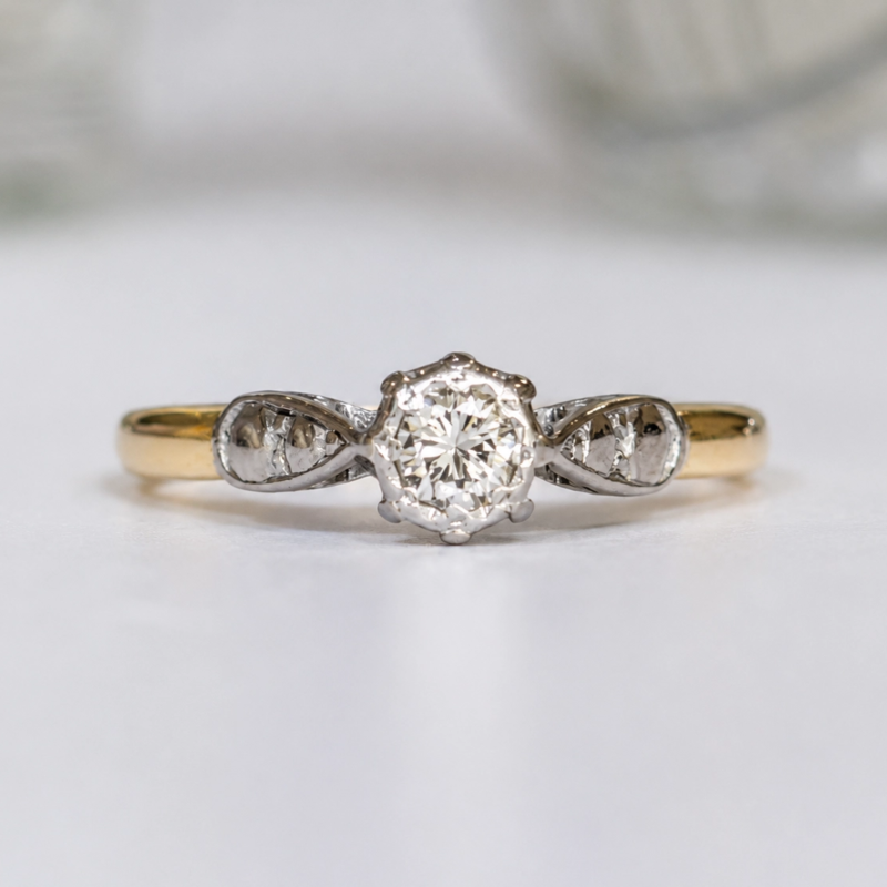 vintage diamond solitaire in platinum setting dated 1958 for sale in Leeds