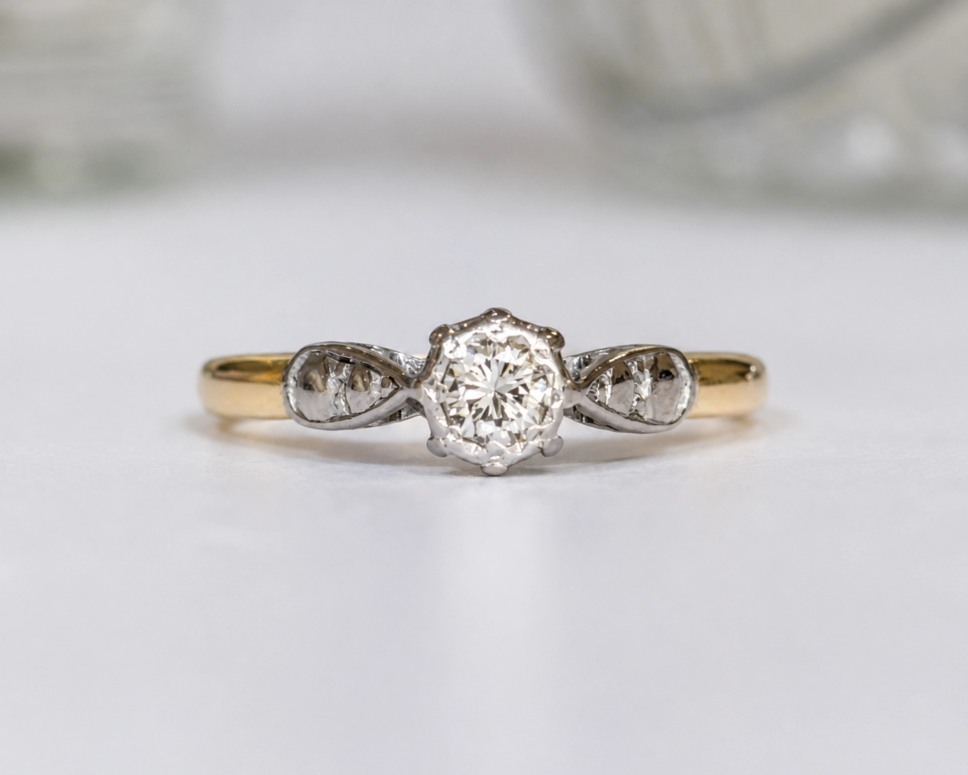 vintage diamond solitaire in platinum setting dated 1958 for sale in Leeds