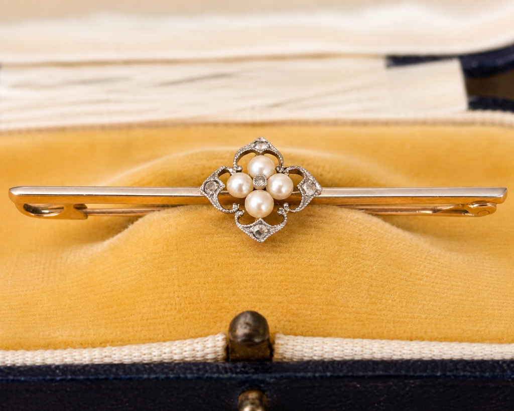 antique pearl and diamond brooch