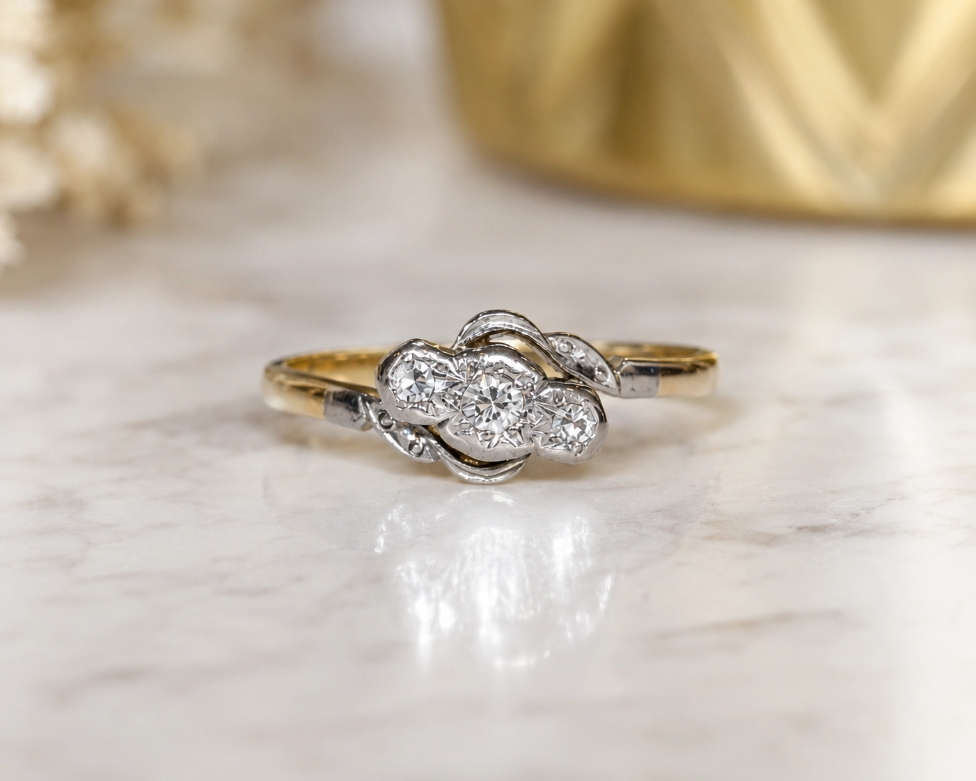 antique diamond bypasss ring