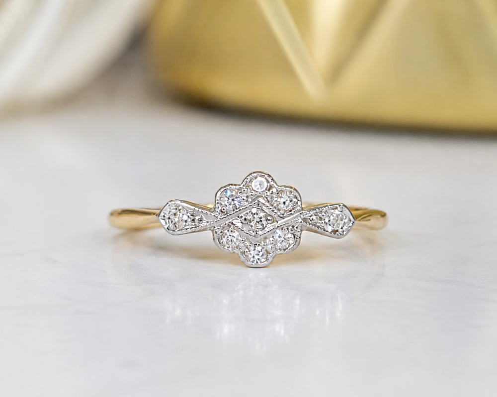 art deco diamond panel ring antique Art Deco 1930s diamond daisy cluster ring for sale in Leeds
