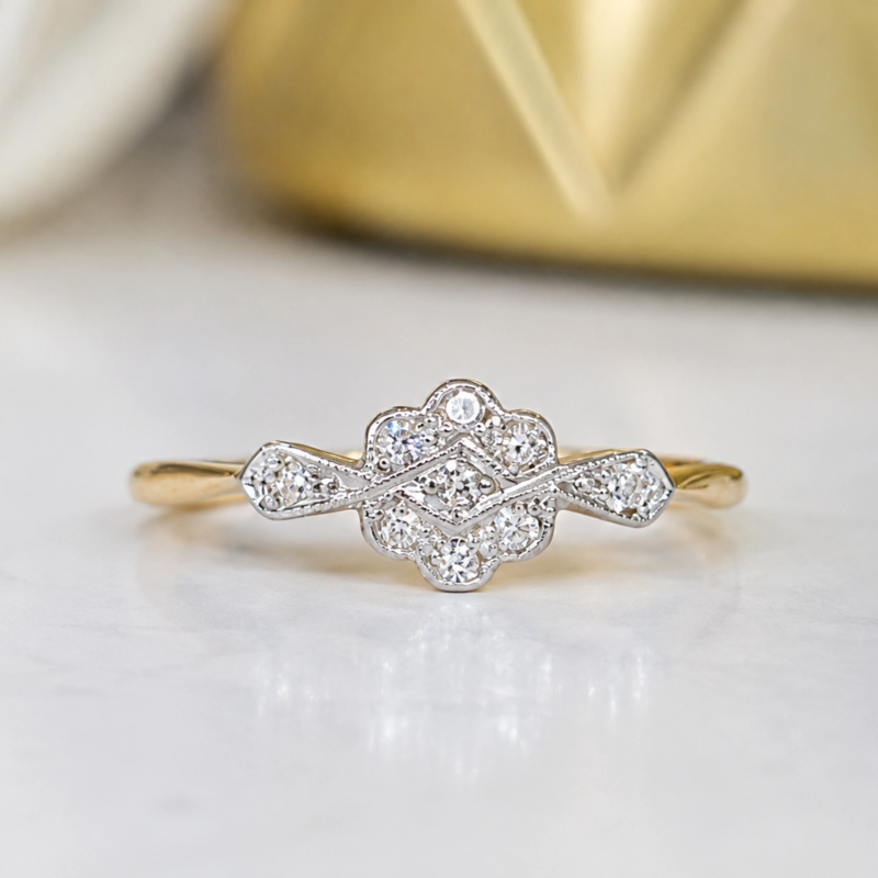 antique Art Deco 1930s diamond daisy cluster ring for sale in Leeds