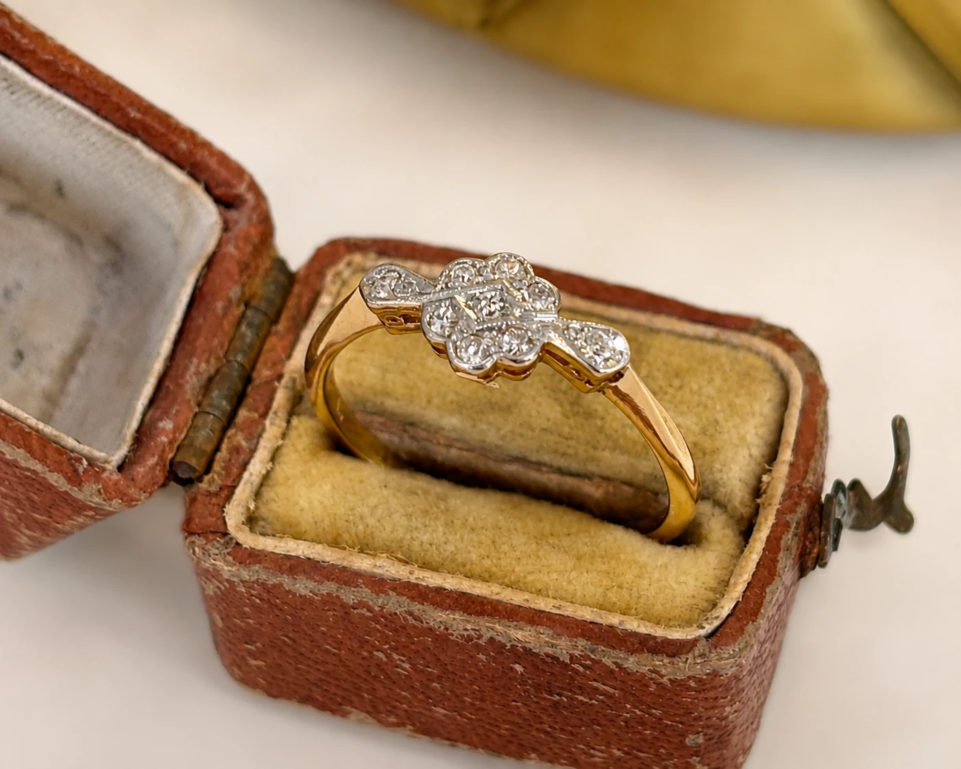 diamond panel ring in box