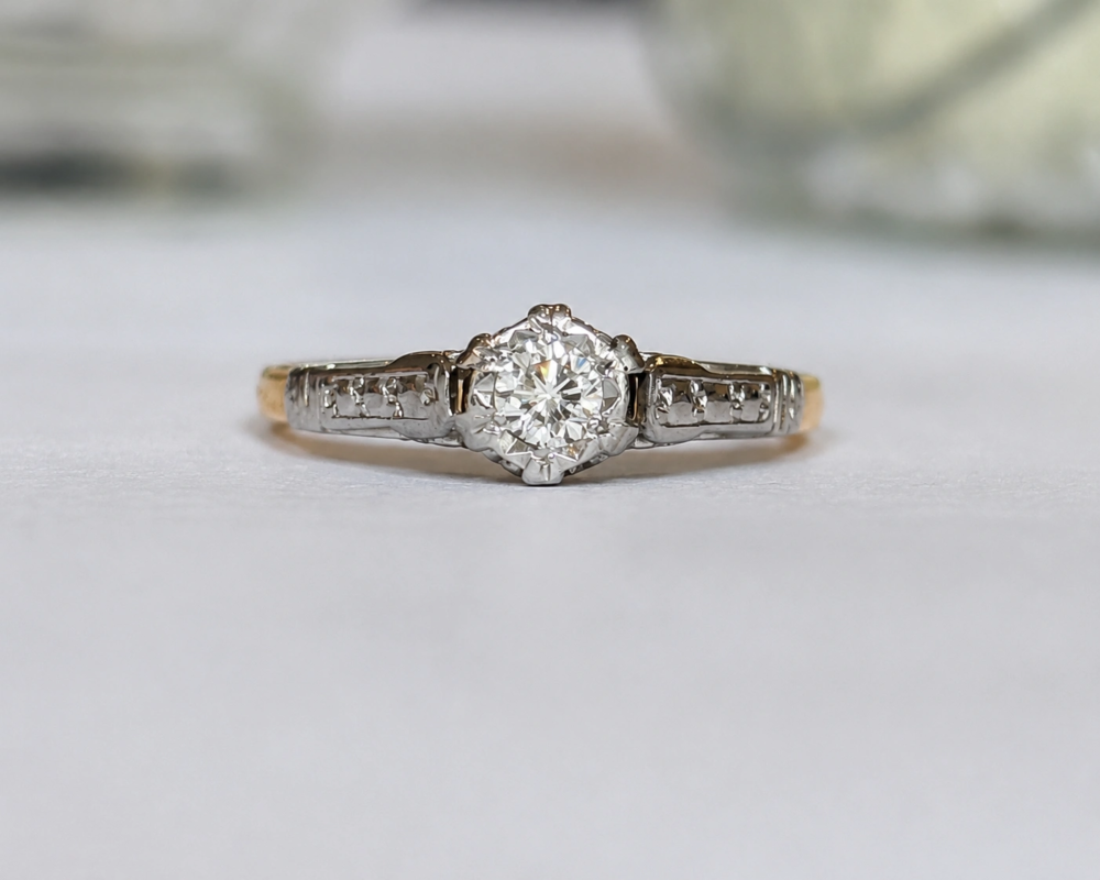 diamond ring 1 antique 1930s 18ct gold diamond solitaire with platinum shoulders for sale in leeds